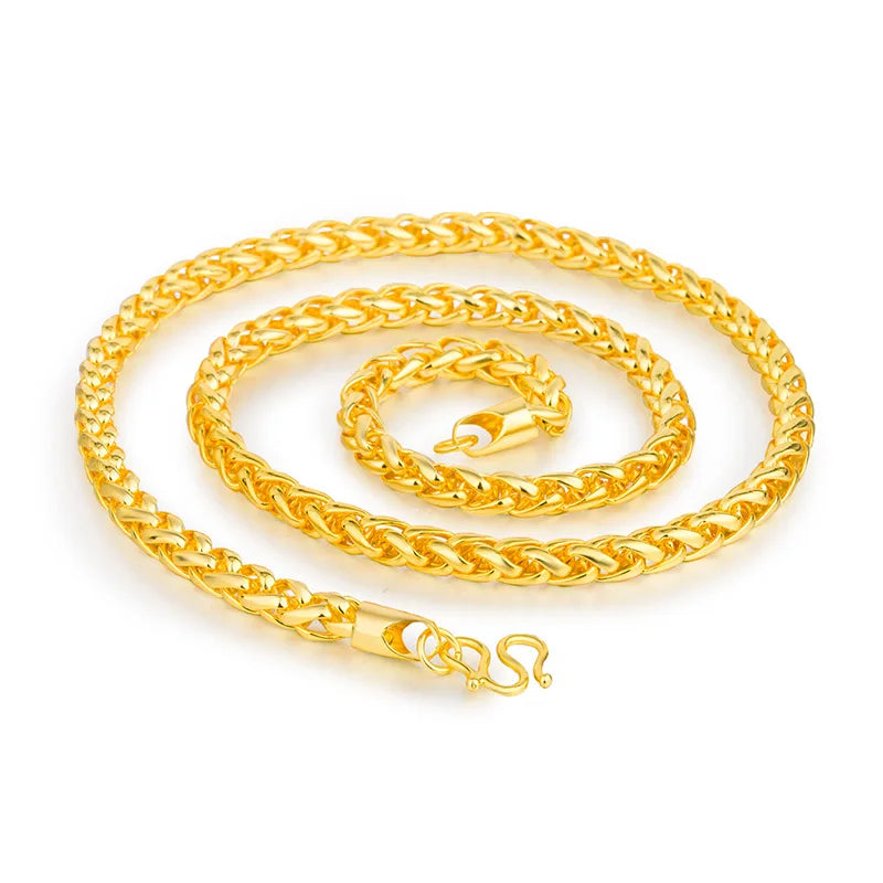 A 24K gold plated chain necklace, suitable for men. A fashionable piece. A jewelry set gift suitable for wearing at parties and