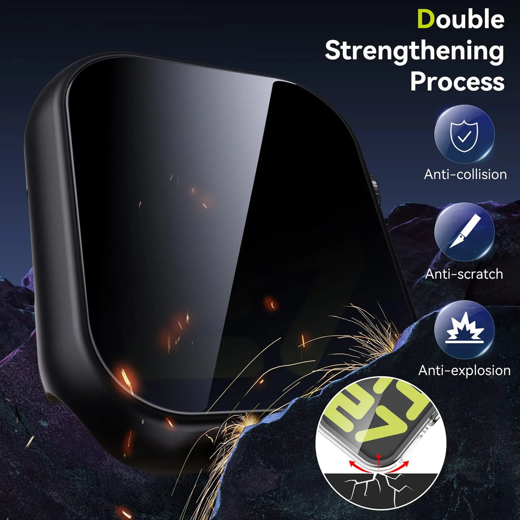 Anti-Peeping Screen Protector For Apple Watch 45mm 41mm 44mm 40mm Tempered Privacy Glass+Case For iWatch 8 7 6 5 4 SE 9 Cover