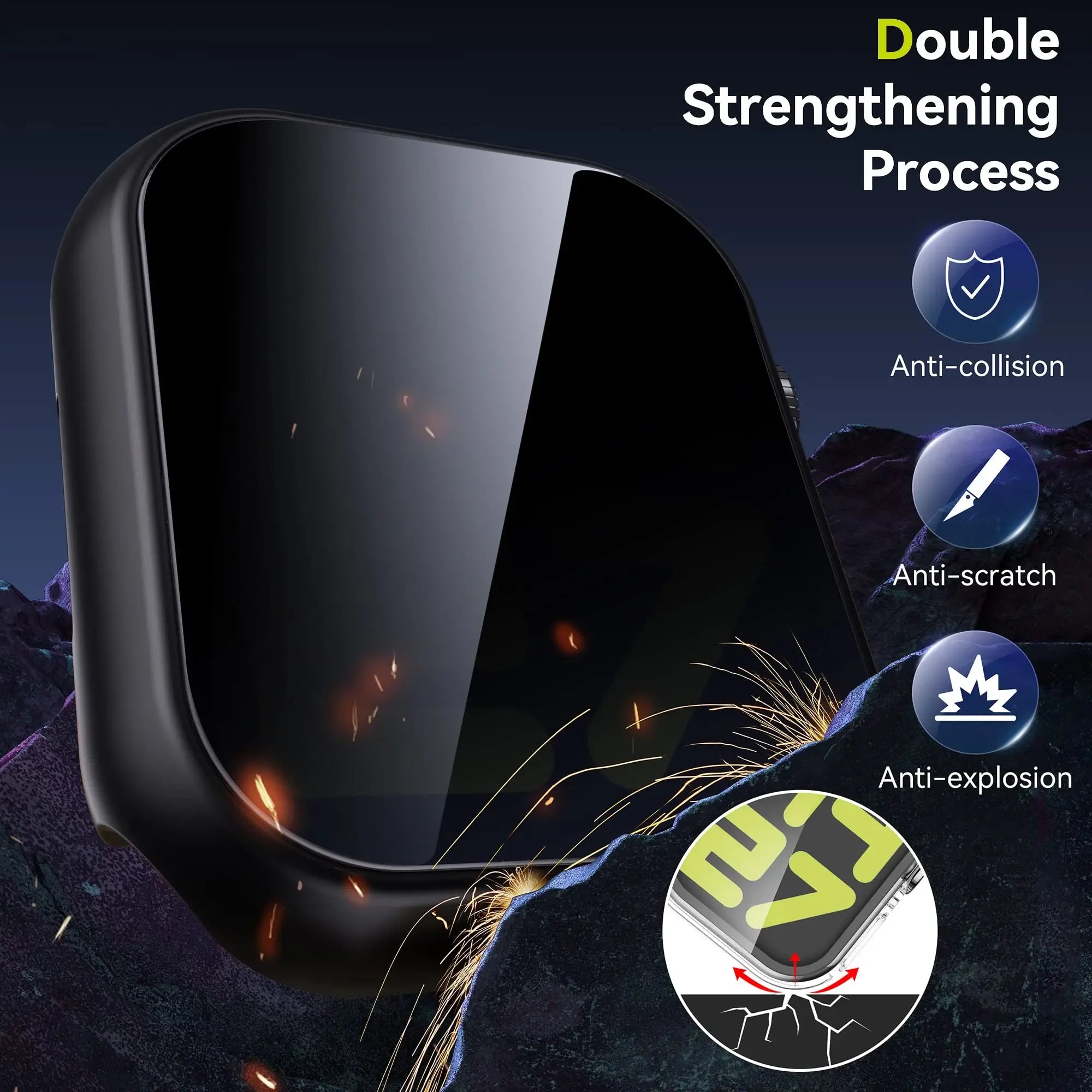 Anti-Peeping Screen Protector For Apple Watch 45mm 41mm 44mm 40mm Tempered Privacy Glass+Case For iWatch 8 7 6 5 4 SE 9 Cover