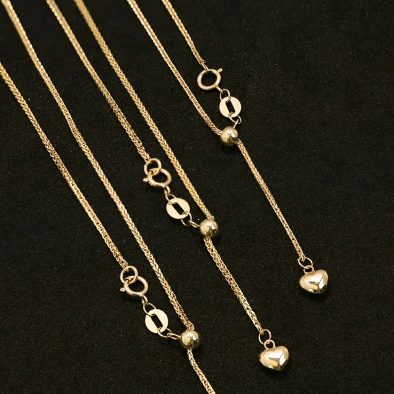 Real 18K Gold Women's Necklace AU750 Chopin Chain Choker Festival Great Gift New Fashion Simple Style Fine Jewelry