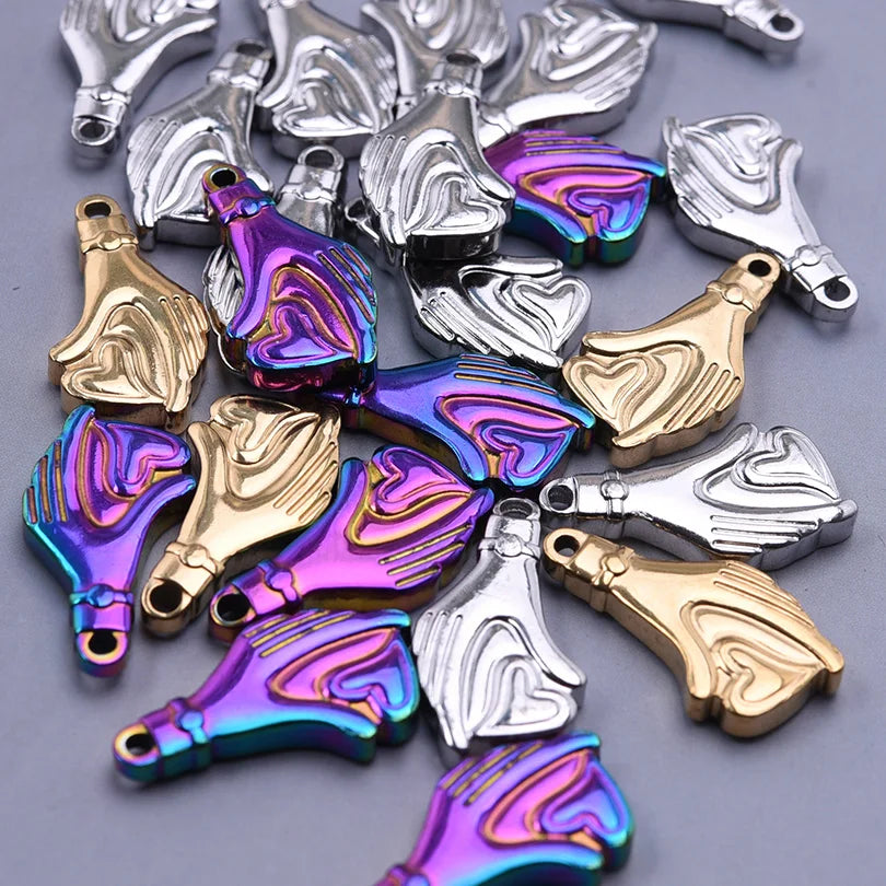 6Pcs/Lot Stainless Steel Gothic Catholic Sacred Heart Charms Jewelry Wholesale Thorns Lava Love Pendant Diy Necklaces Wholesale