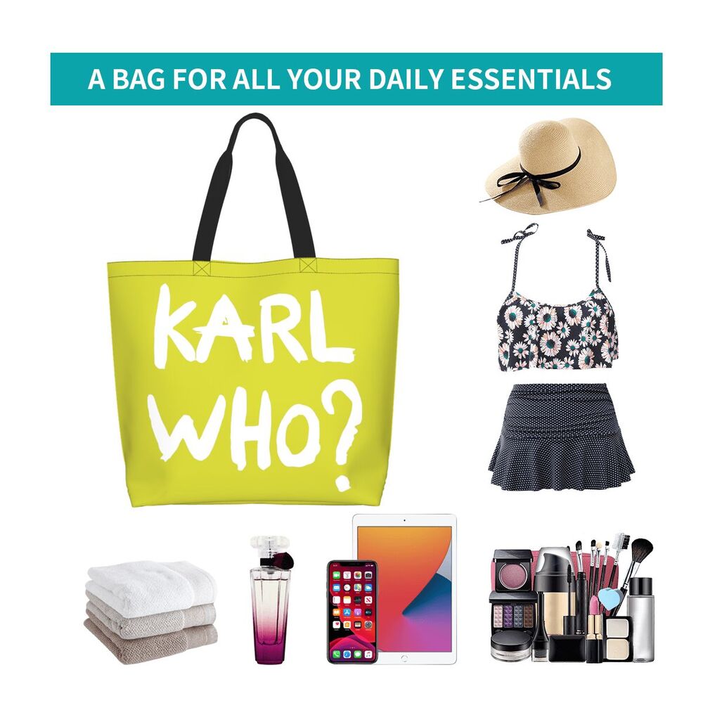 Custom Kawaii Karl Who Slogan Shopping Tote Bags Reusable Canvas Groceries Shopper Shoulder Bag