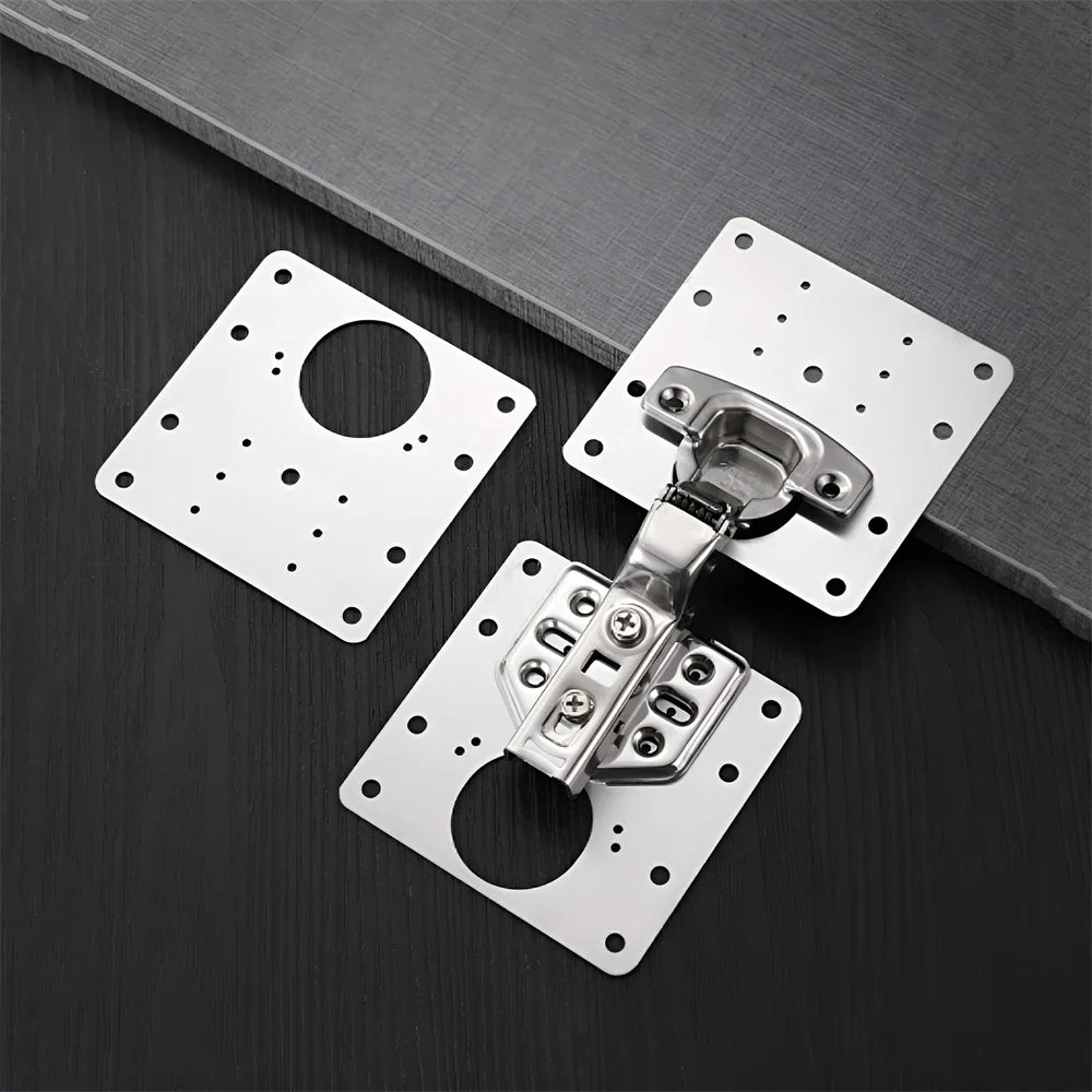 Cabinet Hinge Repair Plate Kit Kitchen Cupboard Door Hinge Mounting Plate with Holes Flat Fixing Brace Brackets House Hold Tools