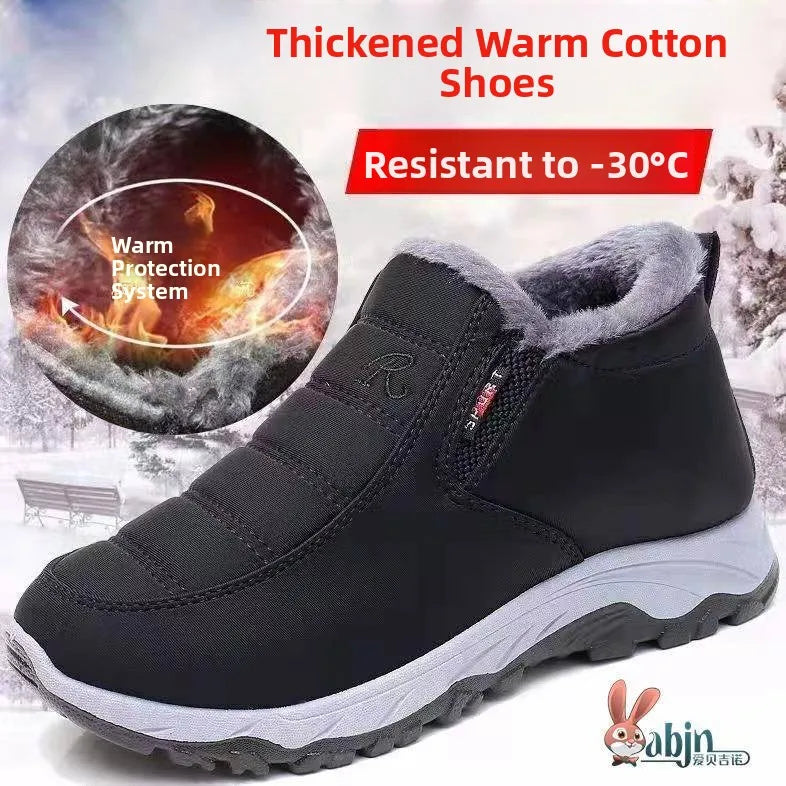 Thickened Waterproof Fleece Lined Winter Boots Men's Cotton Shoes Dad's Snow Boots Parent's Style Beijing Old Style Cloth Shoes