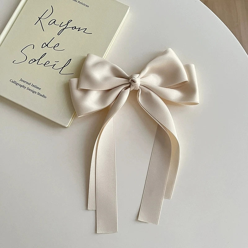 Lystrfac Fashion Fabric Ribbon Hair Bow Hairpin for Women Girls Hair clips Black White Bow Top Clip Female Hair Accessories