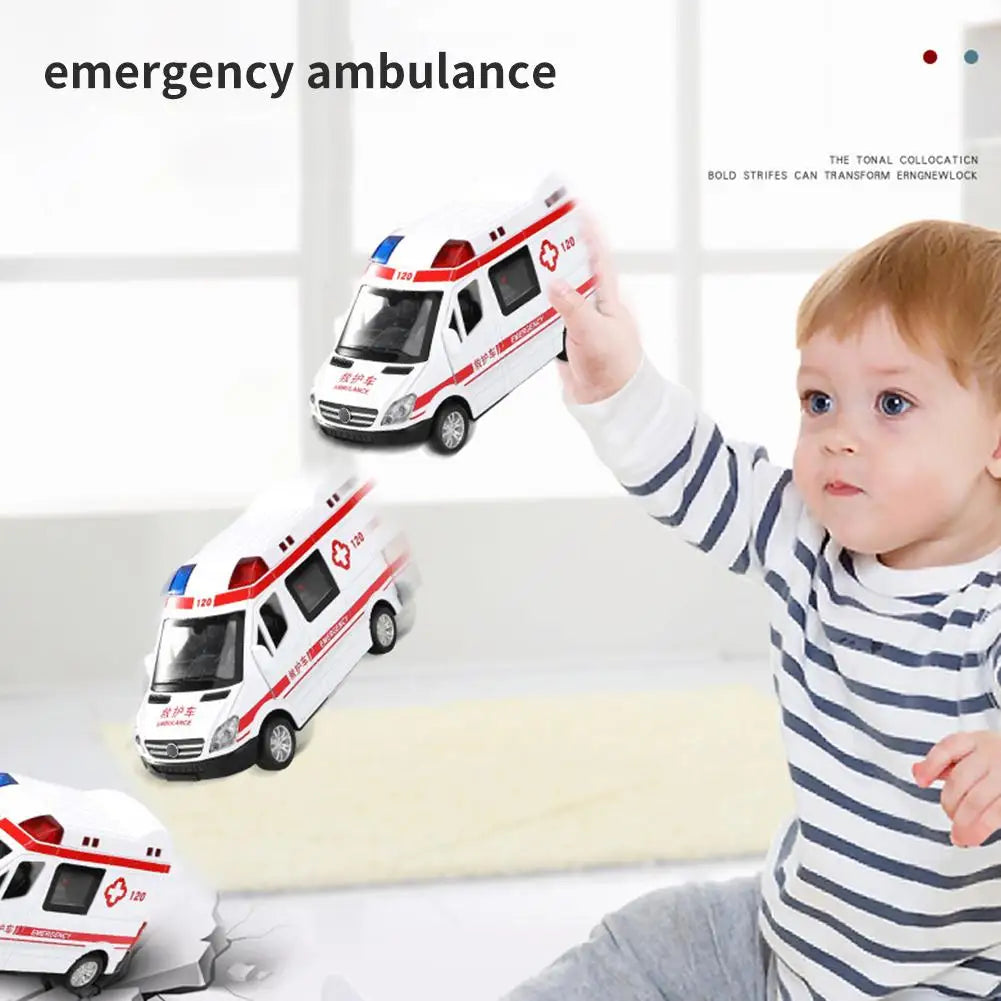 Children's Smooth Surface Coasting Toy Car Model:  Ambulance, Inertial Car battery needed