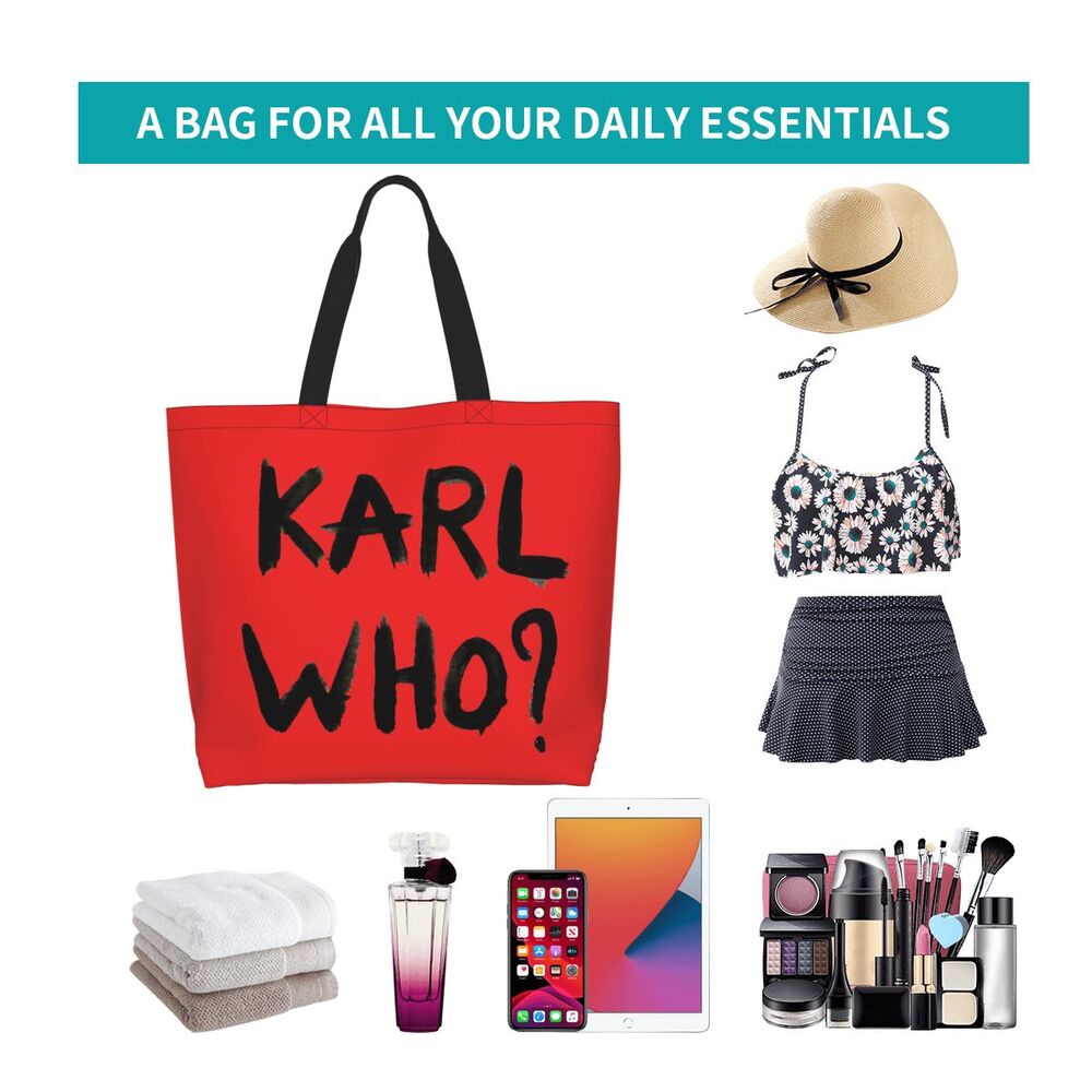 Custom Kawaii Karl Who Slogan Shopping Tote Bags Reusable Canvas Groceries Shopper Shoulder Bag
