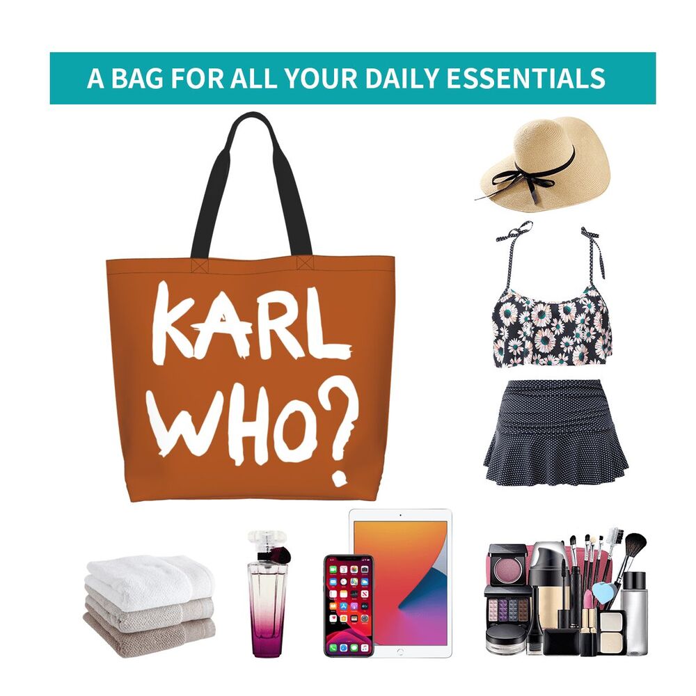 Custom Kawaii Karl Who Slogan Shopping Tote Bags Reusable Canvas Groceries Shopper Shoulder Bag
