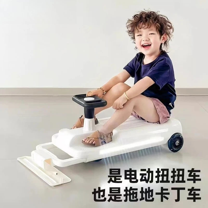 Children's electric twisting car, adults can sit, charge, anti-rollover, go-kart, mopping, drifting car