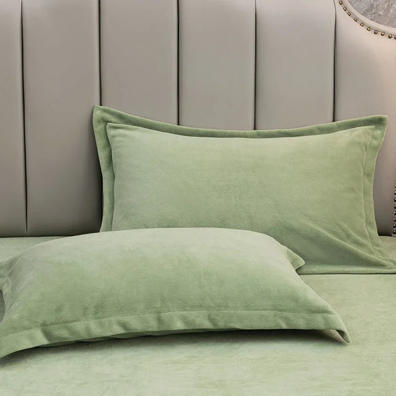 Coral Fleece Soft Winter Pillowcase Solid Plain Simple Home Bedroom House Hold Pillow Case Cover Zipper Warm  Comfortable
