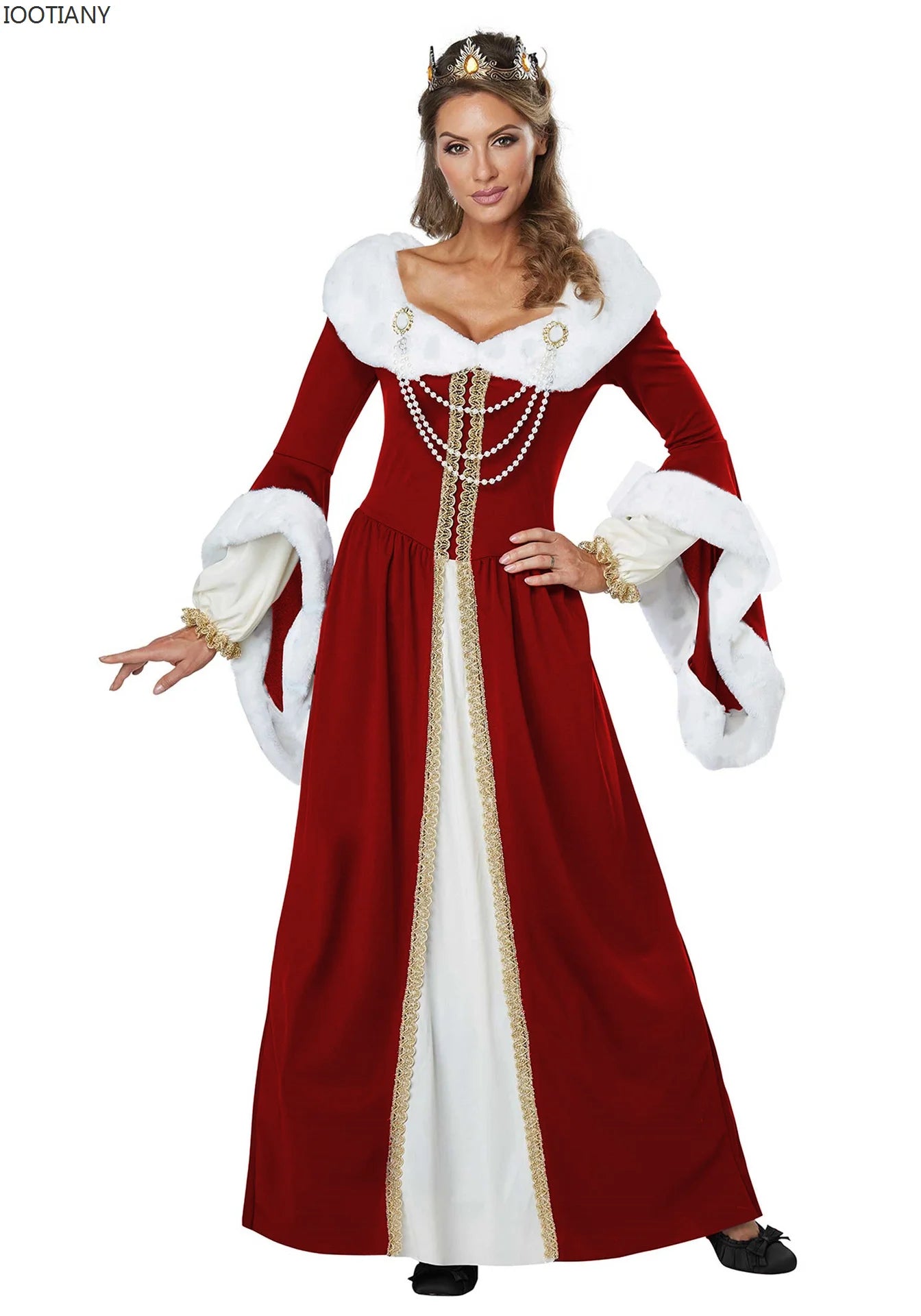 European And American Classical Red Medieval Court Adult King Queen Dress Royal Retro Renaissance Couple Dress Christmas Suit