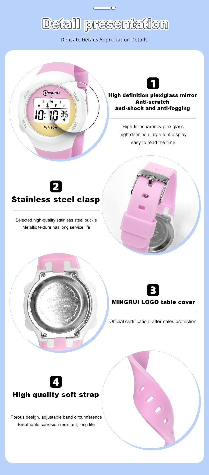 New Boys Girls Watch 30M Waterproof Digital Chidlren Watch Purple LCD Electronic Kids Sport Watches Alarm Clocks Gifts