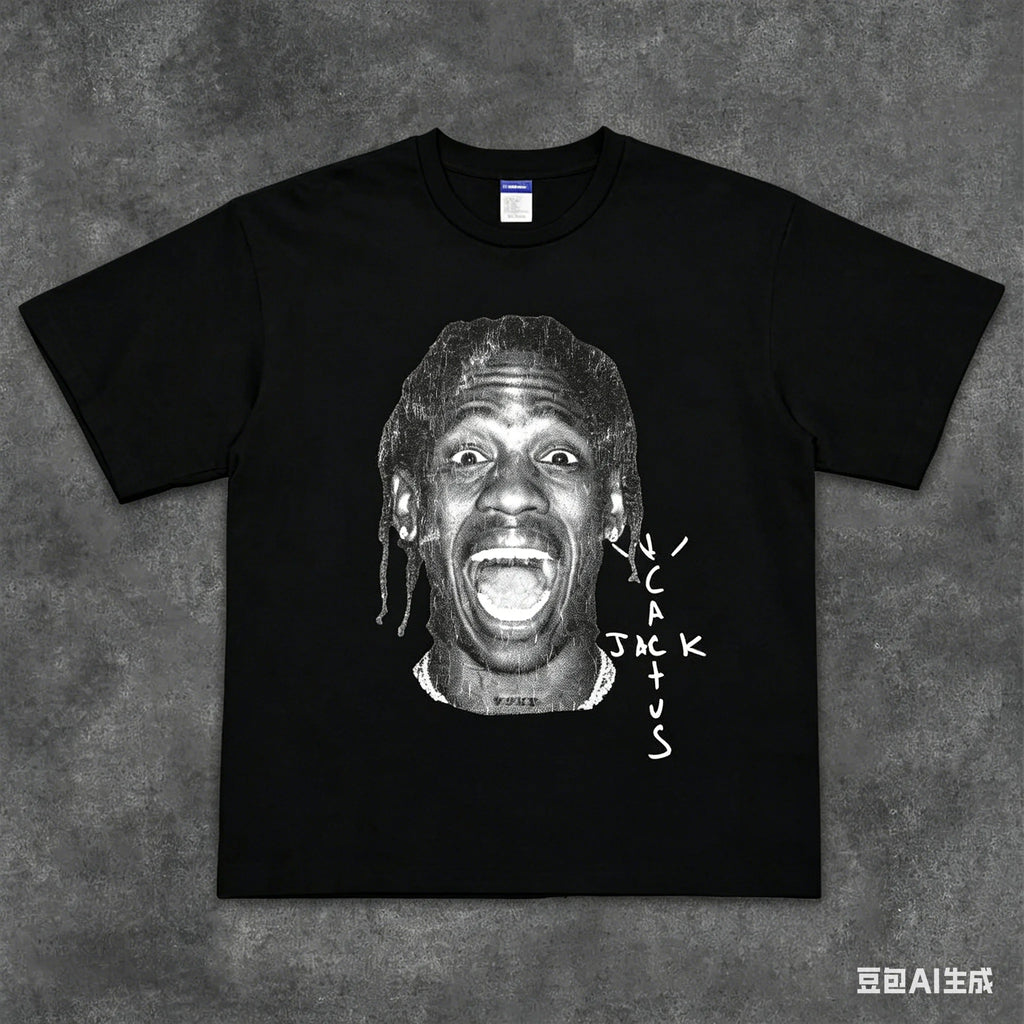2026 Short-sleeved T-shirt By Travis Scott - Hip-hop Rap Heavyweight Pure Cotton Shirt. High Quality, Comfortable