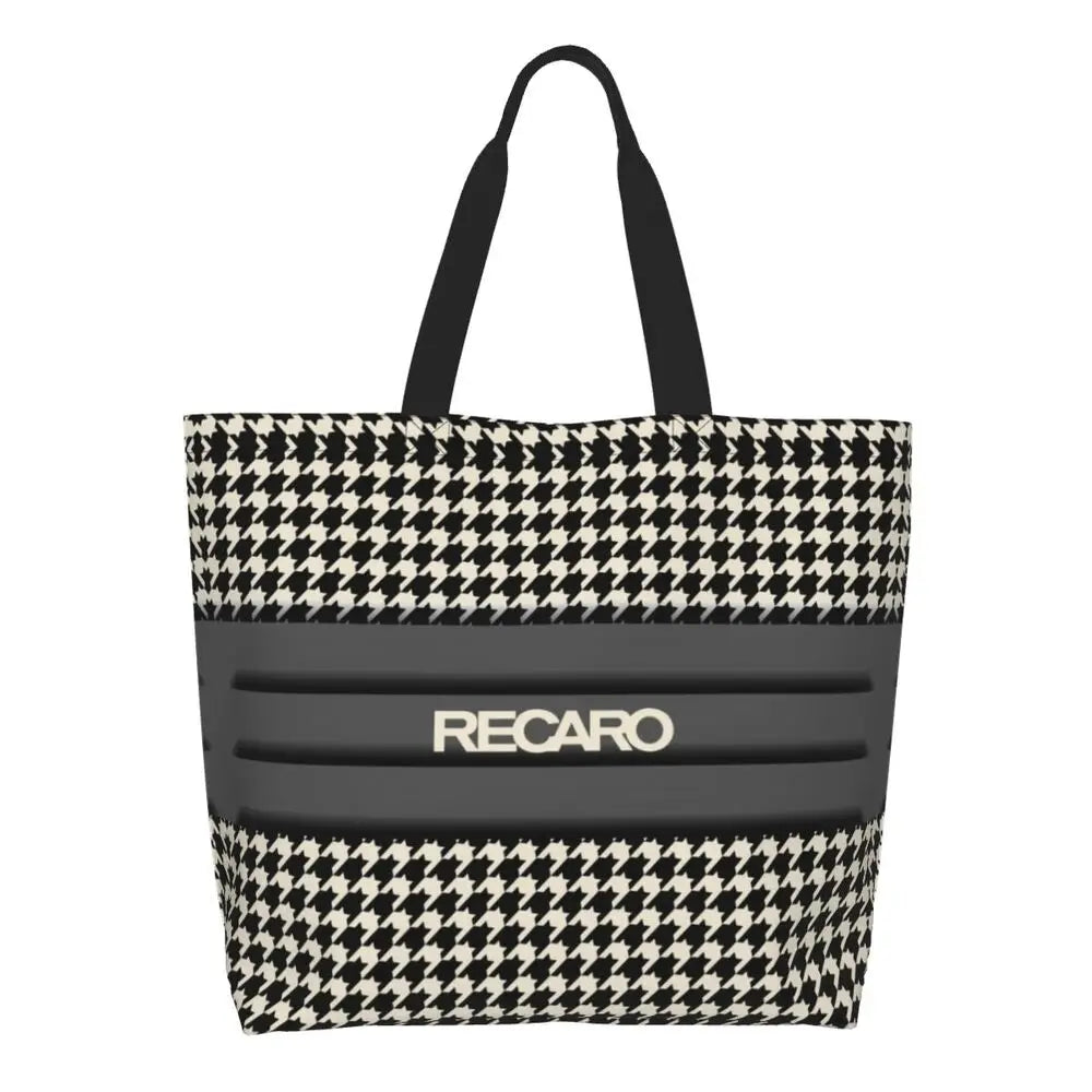 Custom Recaros Logo Shopping Canvas Bags Women Durable Big Capacity Groceries Shopper Tote Bags