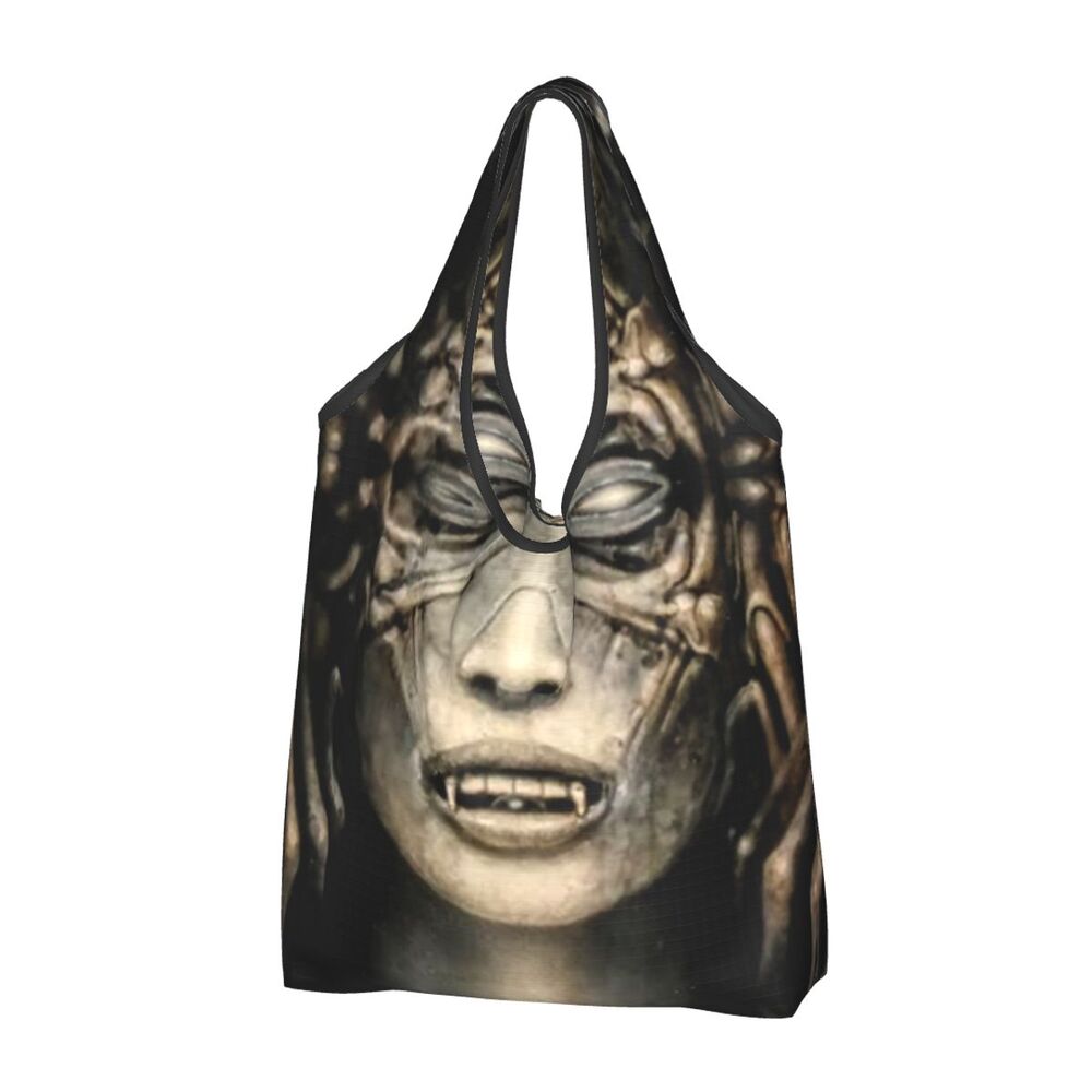 Custom Funny Gothic Vampire Shopping Tote Bags Portable Halloween Haunted Mansion Groceries Shoulder Shopper Bag