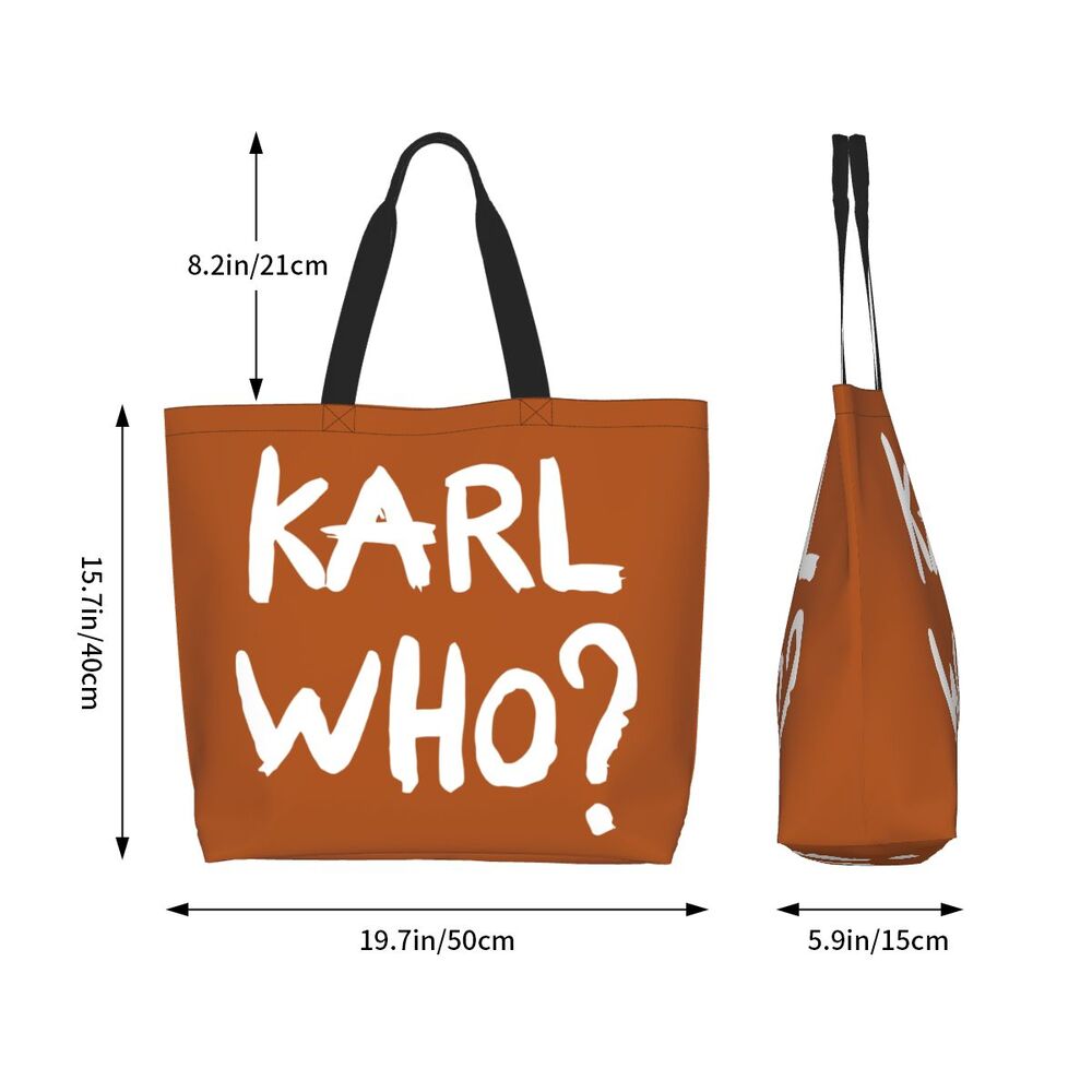 Custom Kawaii Karl Who Slogan Shopping Tote Bags Reusable Canvas Groceries Shopper Shoulder Bag
