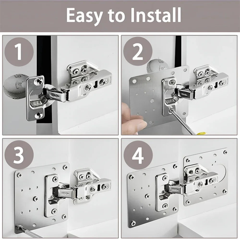 Cabinet Hinge Repair Plate Kit Kitchen Cupboard Door Hinge Mounting Plate with Holes Flat Fixing Brace Brackets House Hold Tools