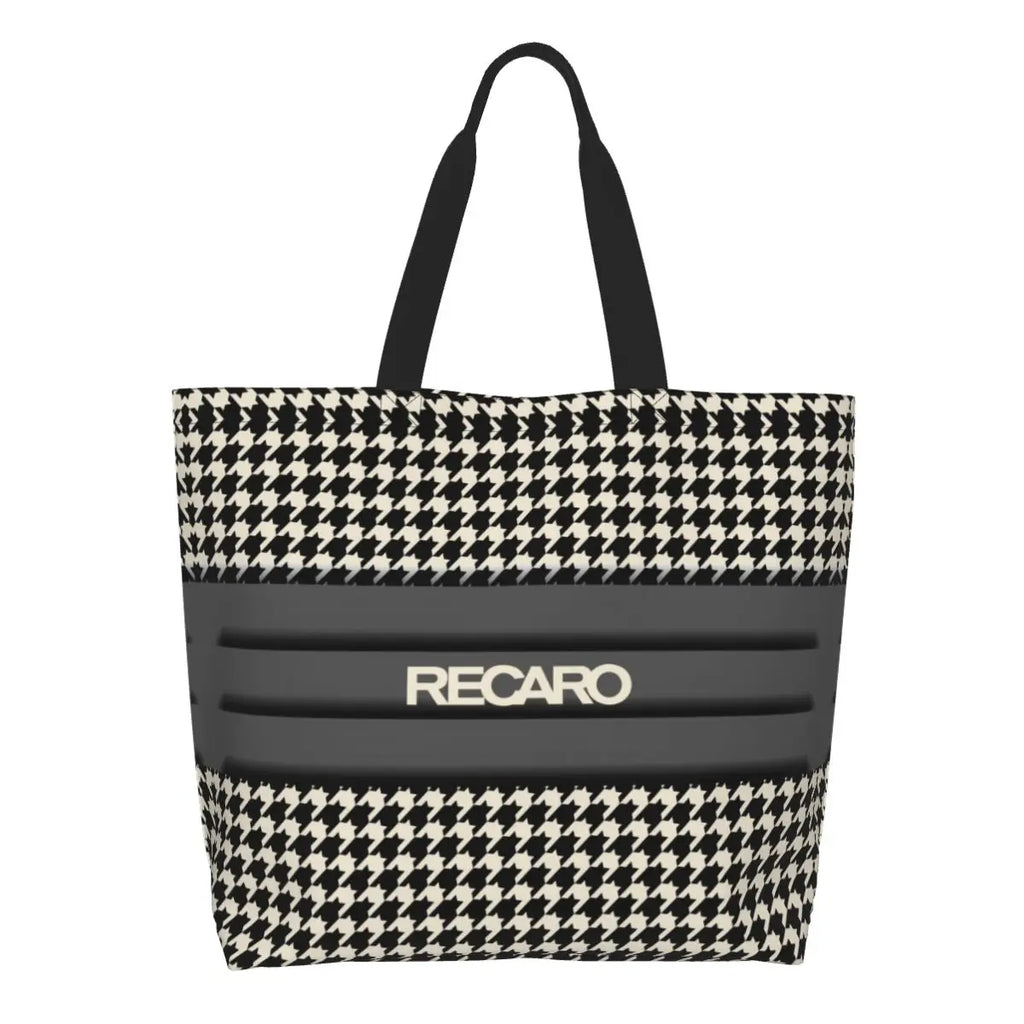 Custom Recaros Logo Shopping Canvas Bags Women Durable Big Capacity Groceries Shopper Tote Bags