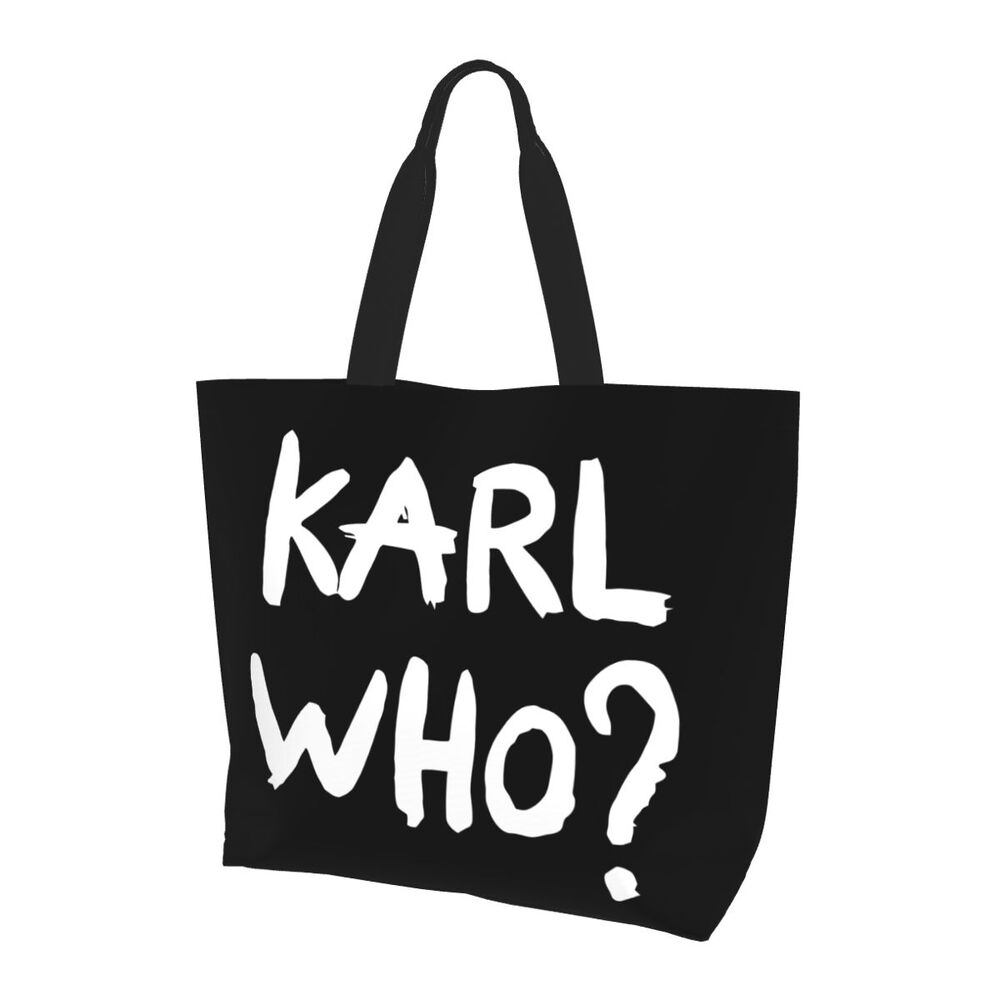 Custom Kawaii Karl Who Slogan Shopping Tote Bags Reusable Canvas Groceries Shopper Shoulder Bag