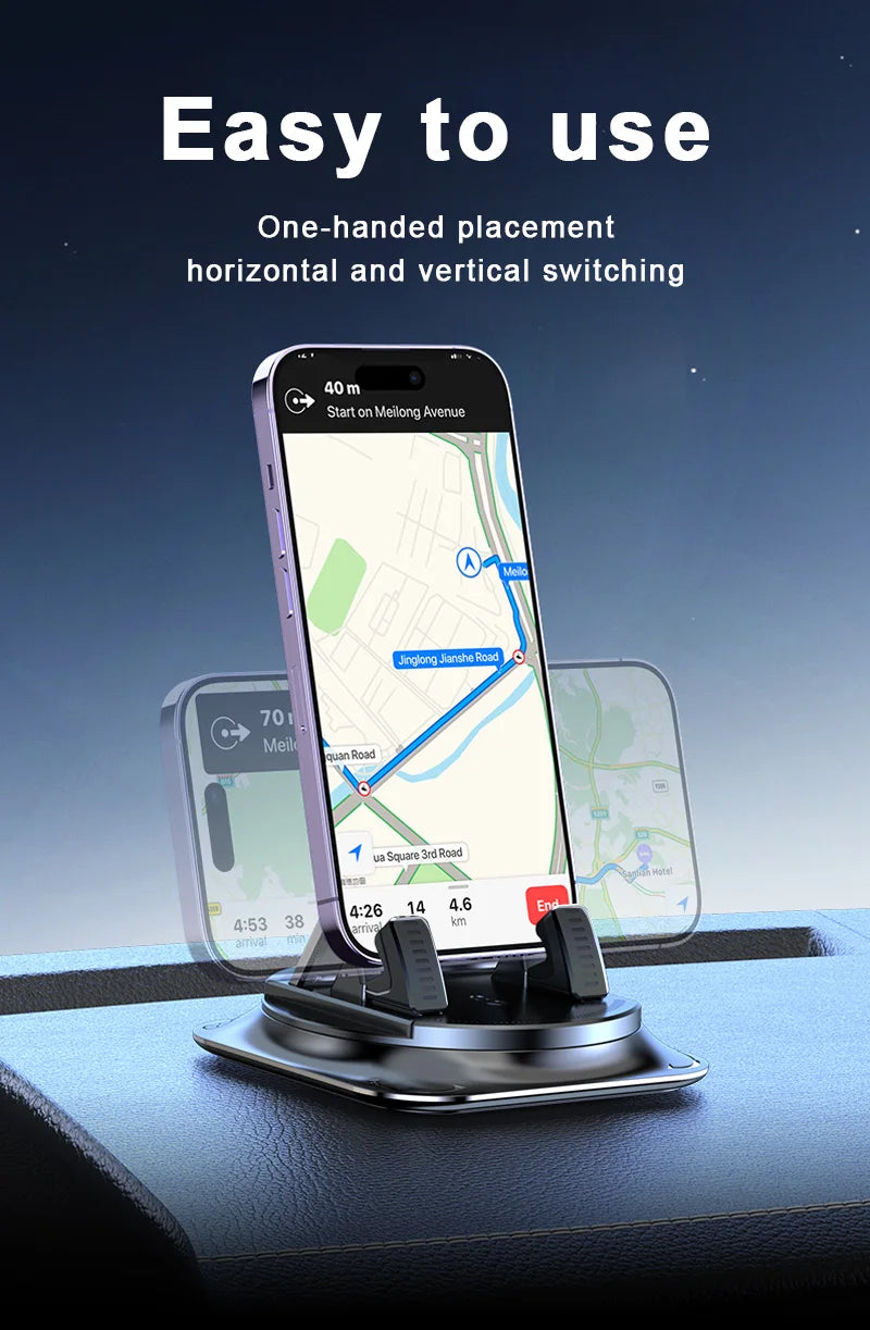 Lcars Car Phone Holder, 360 ° Rotatable, Made of Abs Material, Silicone Non-Slip Double-Sided Adhesive Pad, Does Not Damage the Interior, Suitable for Dashboard Navigation, Can Be Used for Car Navigation, Office, Home, Mobil