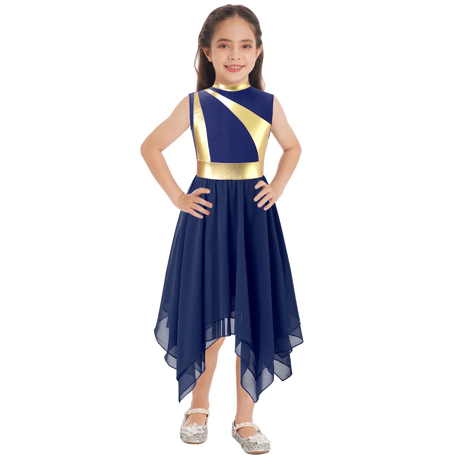 Kids Girl's Dress Praise Lyrical Dance Costume Children's Worship Dresses for Liturgical Celebration of Spirit Stage Dancewear