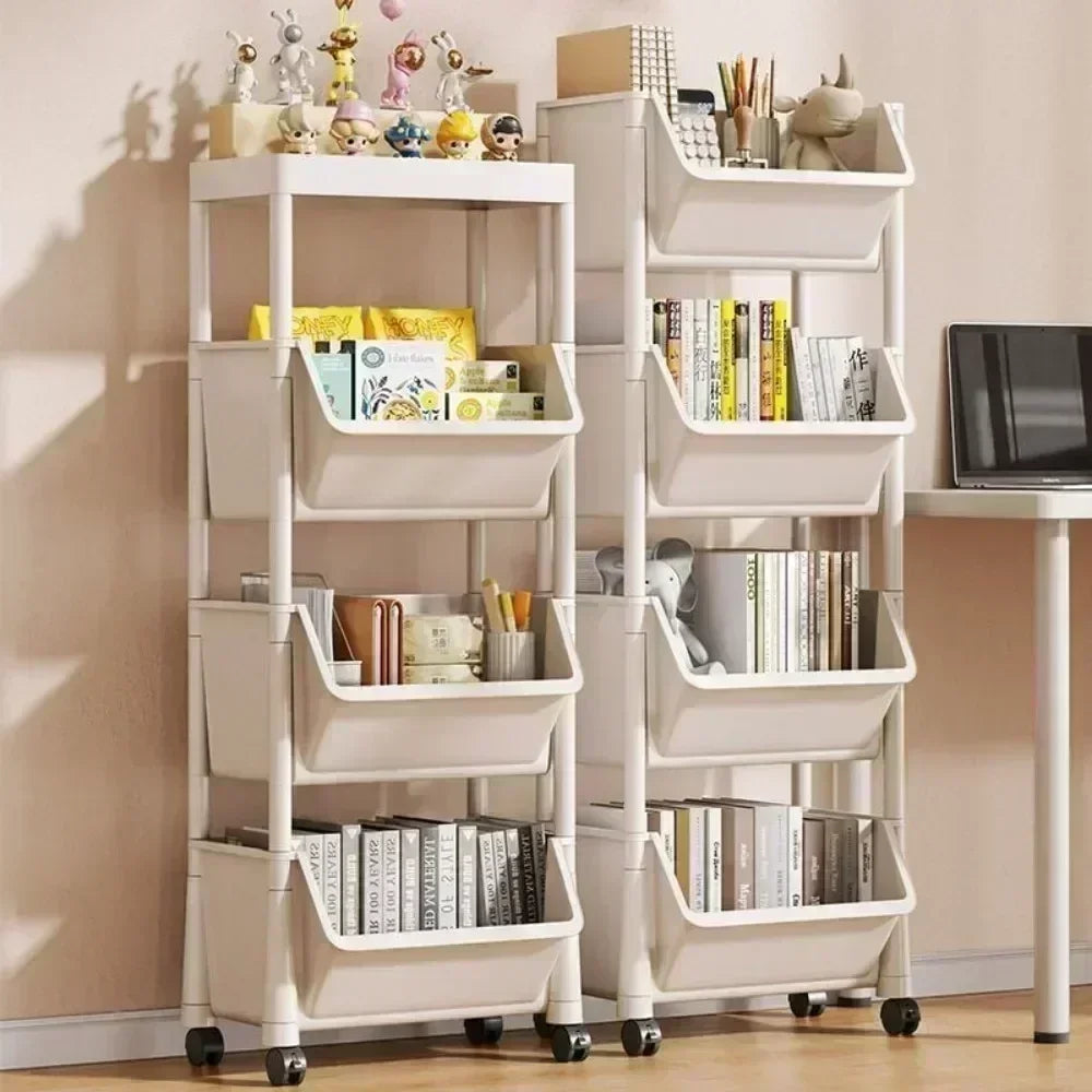 Mobile Bookshelf Multi-Layer Bathroom Shelves With Wheels Kitchen Groceries Organizer Shelf Bedroom Storage Rack Utility Cart