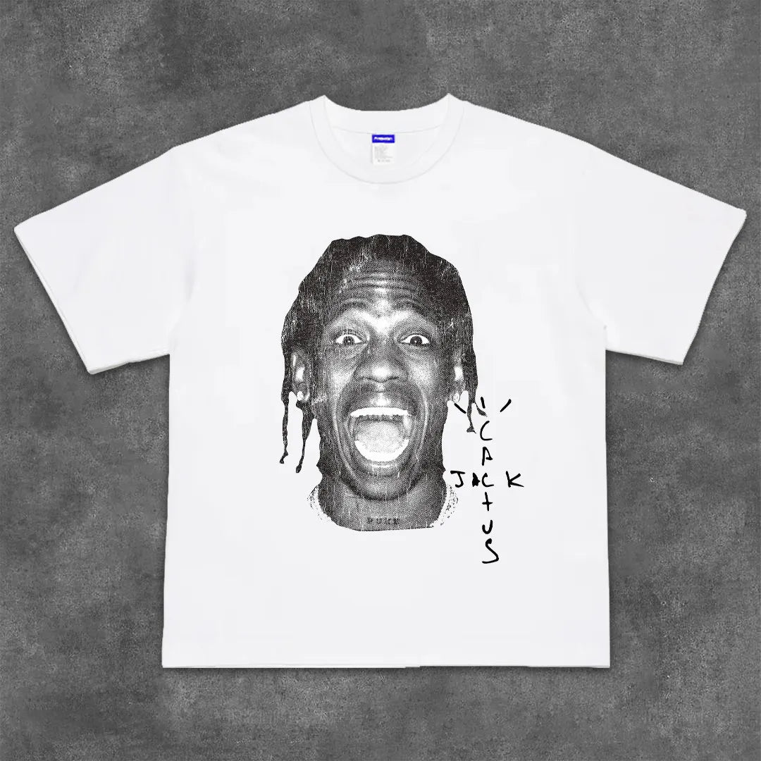 2026 Short-sleeved T-shirt By Travis Scott - Hip-hop Rap Heavyweight Pure Cotton Shirt. High Quality, Comfortable