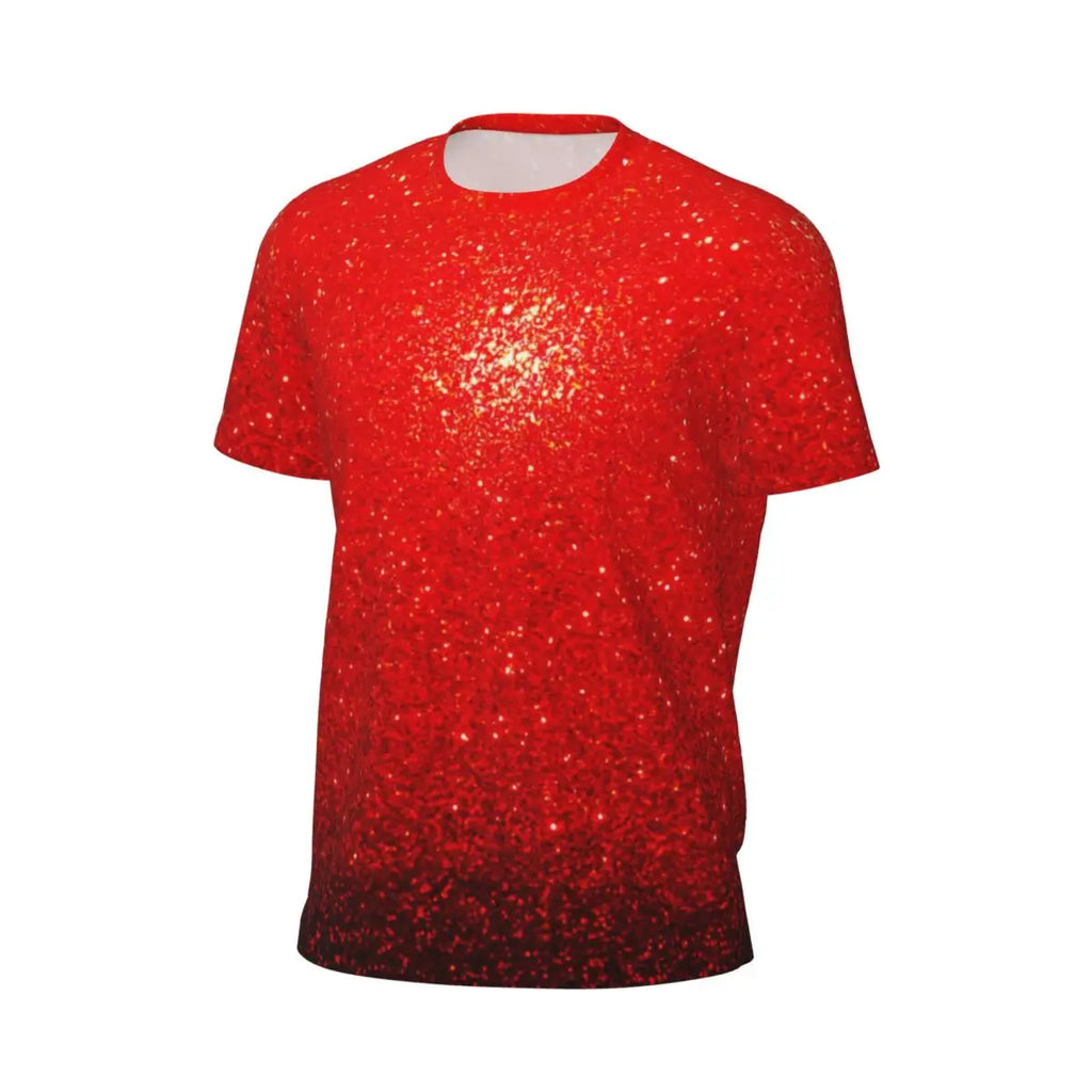 Sports T Shirt For Men Metallic Print T-Shirts Popular Sparks Of Red Summer Tees O Neck Y2K Retro Graphic Tops Gift