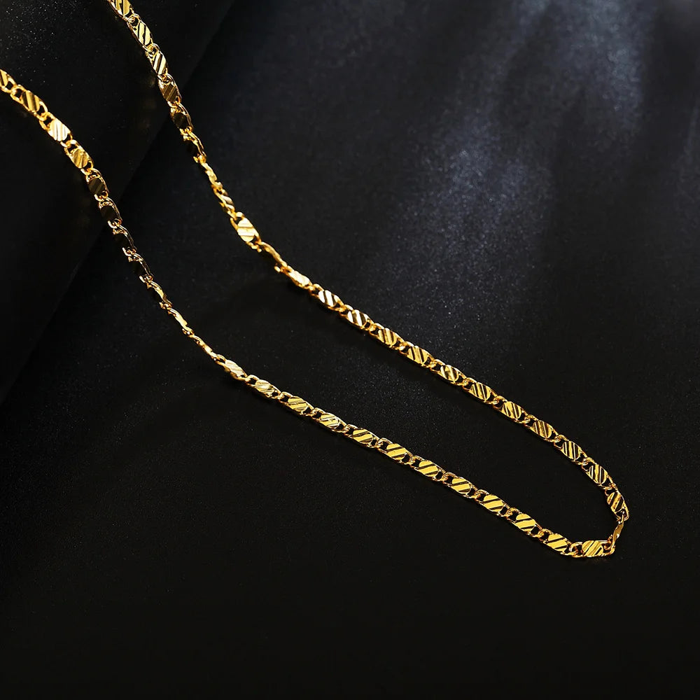 16-30inches wholesale 18K Gold Noble Beautiful fashion Elegant chain pretty men women Necklace Jewelry wedding gift