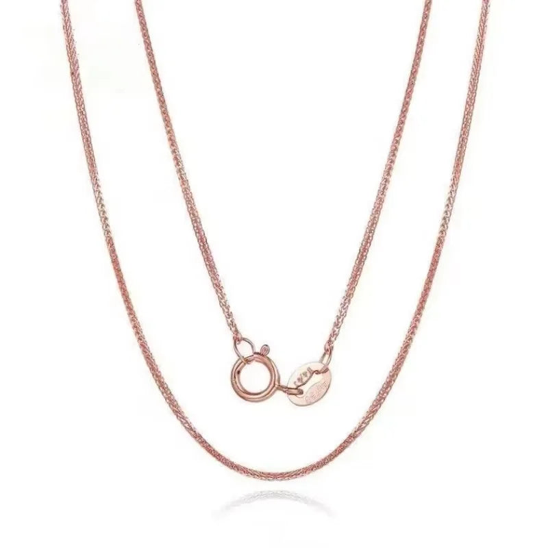 Real 18K Gold Women's Necklace AU750 Chopin Chain Choker Festival Great Gift New Fashion Simple Style Fine Jewelry