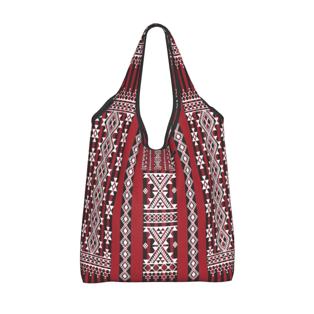 Custom Kabyle Jewelry Shopping Bags Women Portable Large Capacity Groceries Amazigh Carpet Berber Shopper Tote Bags