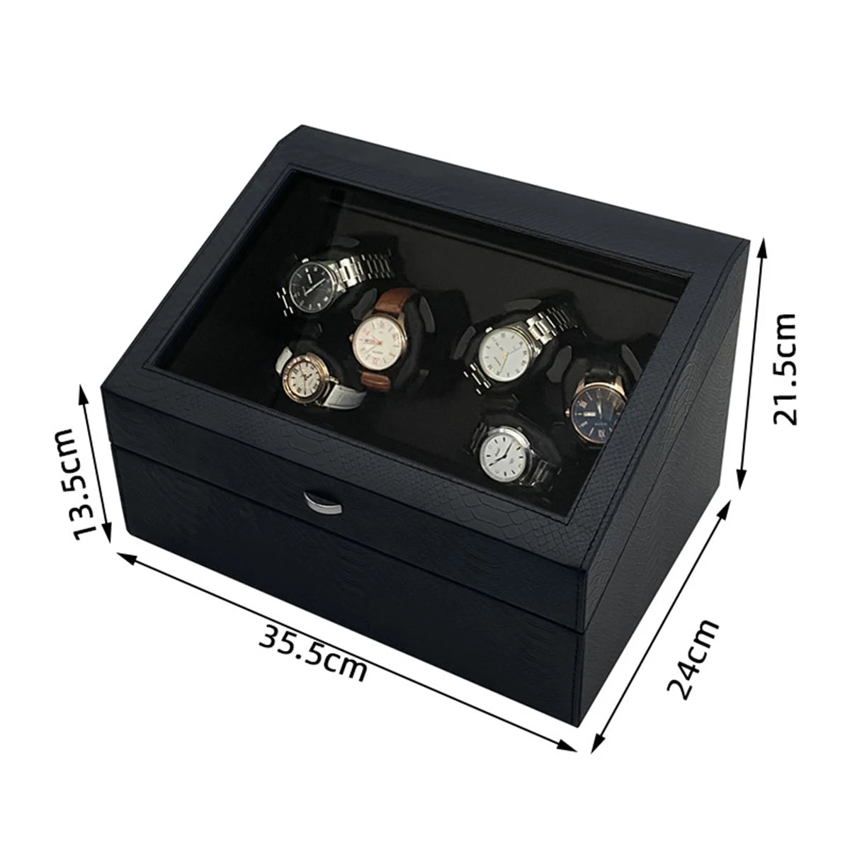 Automatic Watch Winder for 6 Watches with Quiet Motor Usb Led PU Leather Mechanical Watch Box Variable Speed for Watchmaker