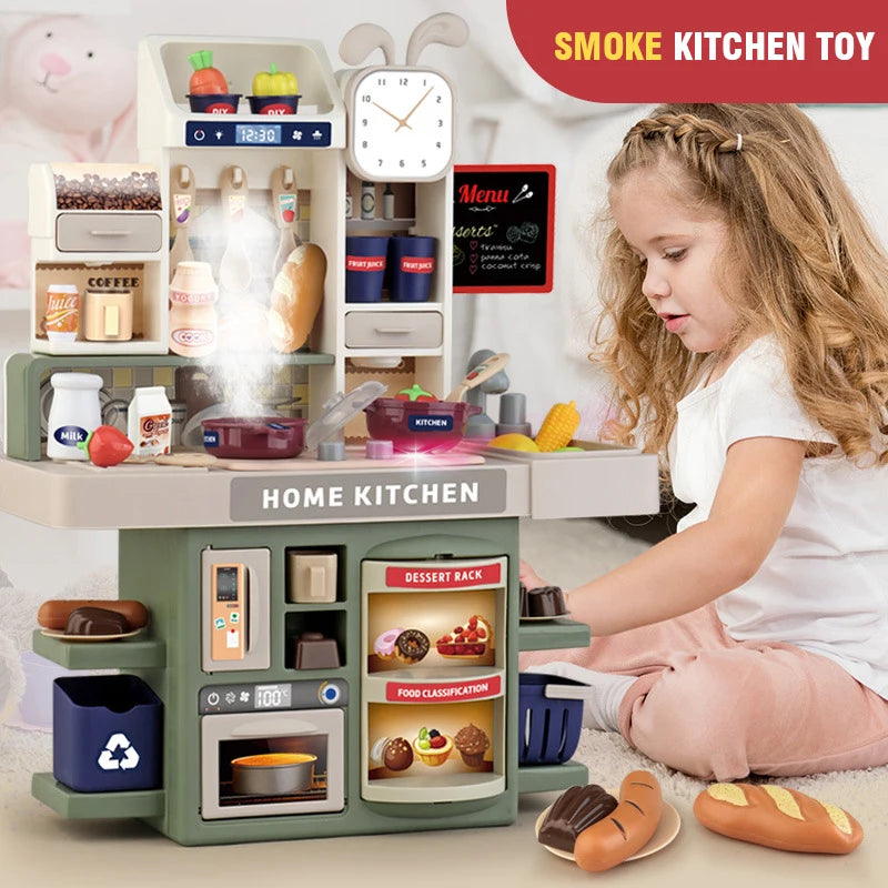Children Kitchen and Housekeeping Sets Toys Simulated Miniature Food Tableware Counter Career Role Play Toys for Girl Boys Child