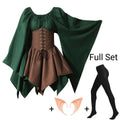 Medieval Costume Women Renaissance Medieval Dress Fairy Elf Traditional Irish Viking Costume Elf Ear for Halloween Party