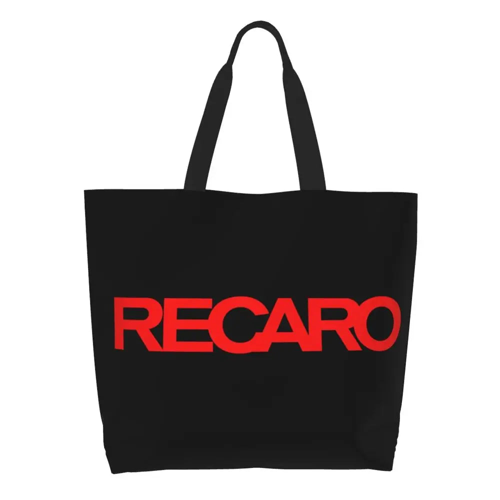 Custom Recaros Logo Shopping Canvas Bags Women Durable Big Capacity Groceries Shopper Tote Bags