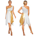 Women Church Choir Worship Praise Dress Modern Lyrical Dance Performance Costume One Shoulder Irregular Hem Dresses Dancewear