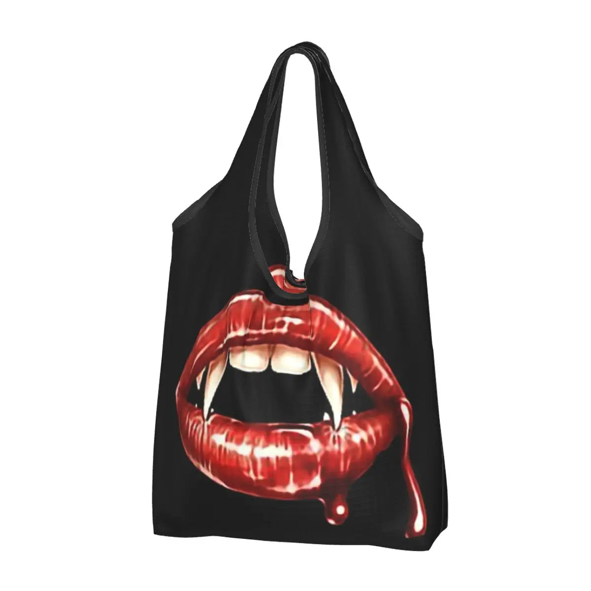 Custom Funny Gothic Vampire Shopping Tote Bags Portable Halloween Haunted Mansion Groceries Shoulder Shopper Bag