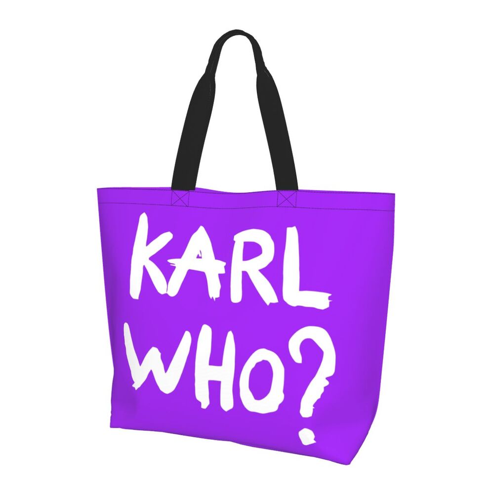 Custom Kawaii Karl Who Slogan Shopping Tote Bags Reusable Canvas Groceries Shopper Shoulder Bag