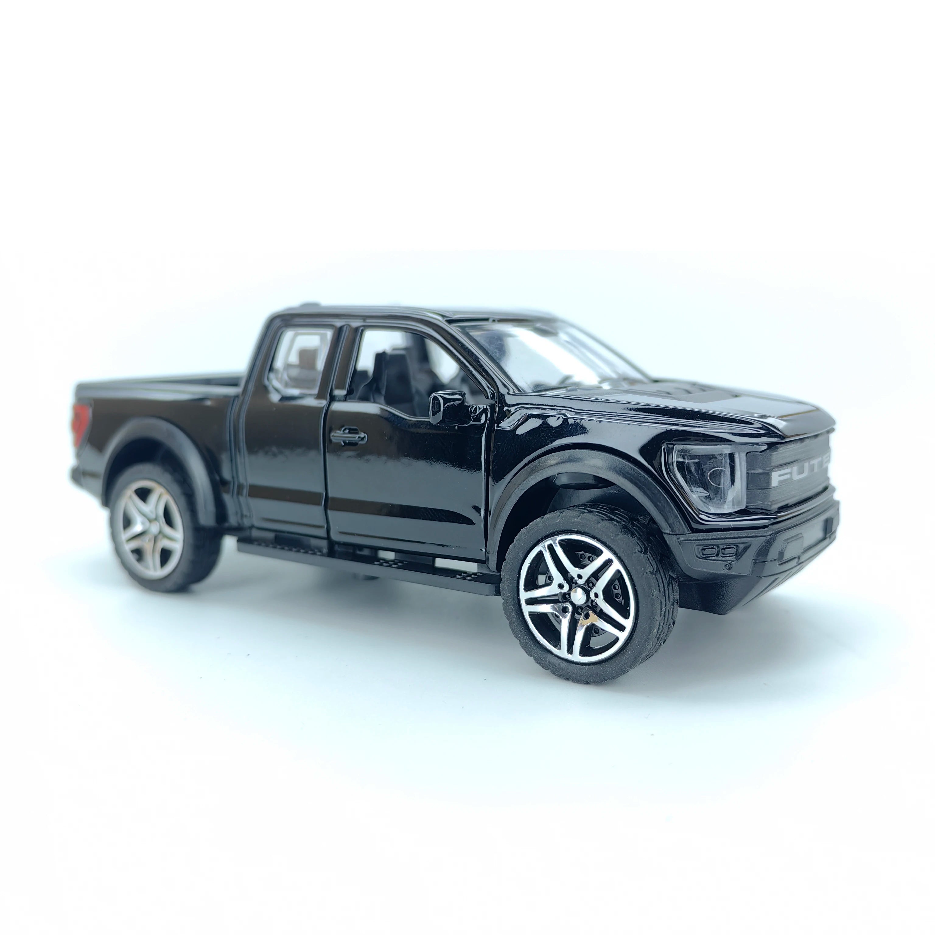 Boy’s treasured metal miniature racing car, realistic spring-powered off-road vehicle, baby-sized toy car.