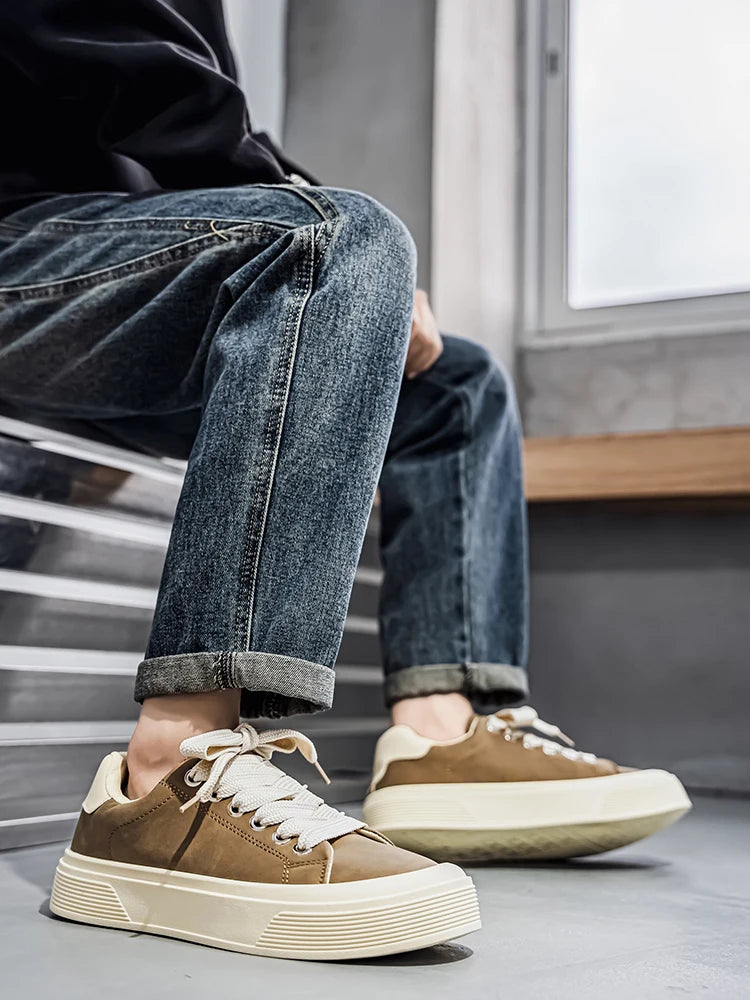 Men Casual Sports Shoes Spring Autumn Comfortable Anti Slip Outdoor Running Shoe Fashion Lace Up Platform Retro Vulcanized Shoes